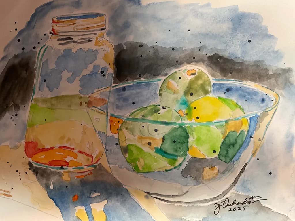 Jar and Fruit Bowl