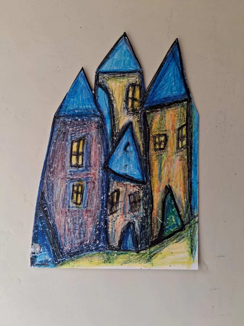Blue-Roofed City Houses