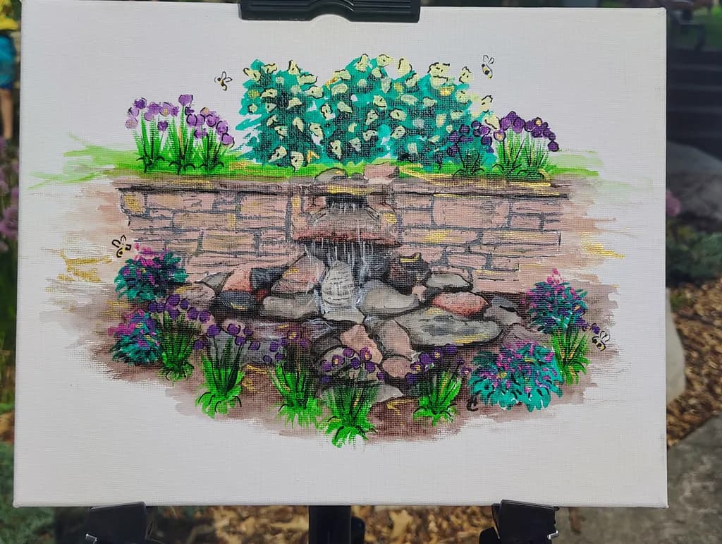 Garden Fountain Blooms
