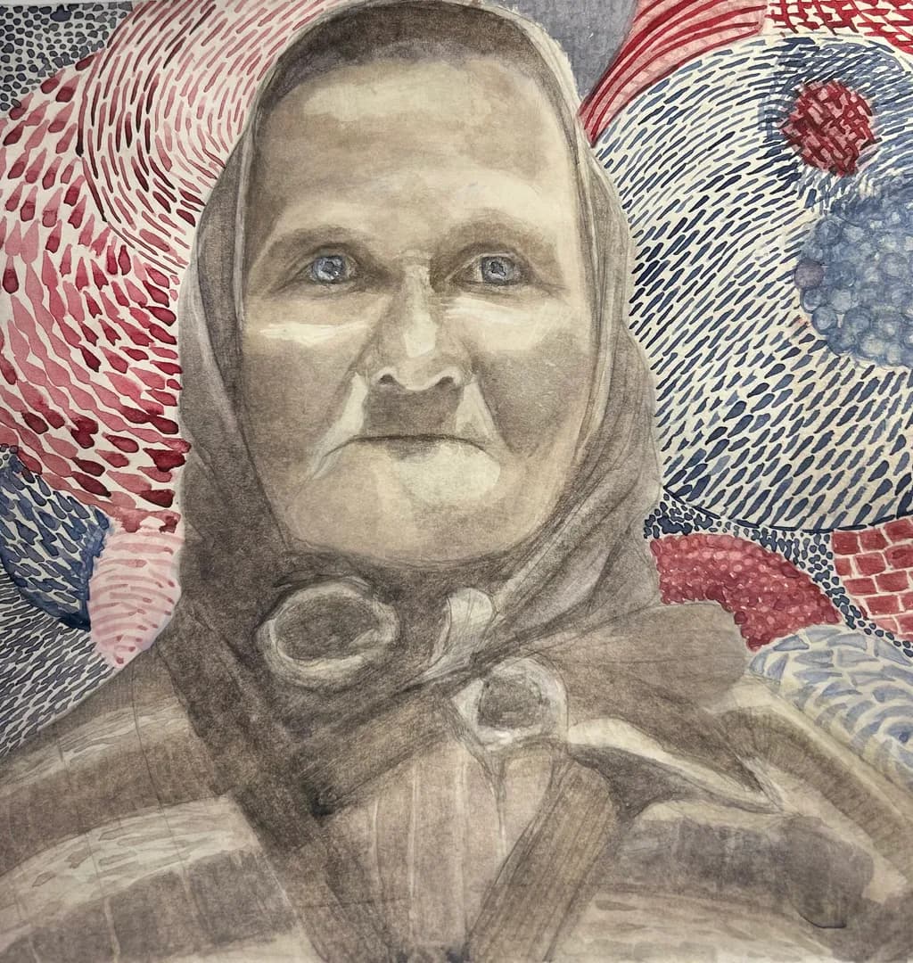 Portrait in Red and Blue