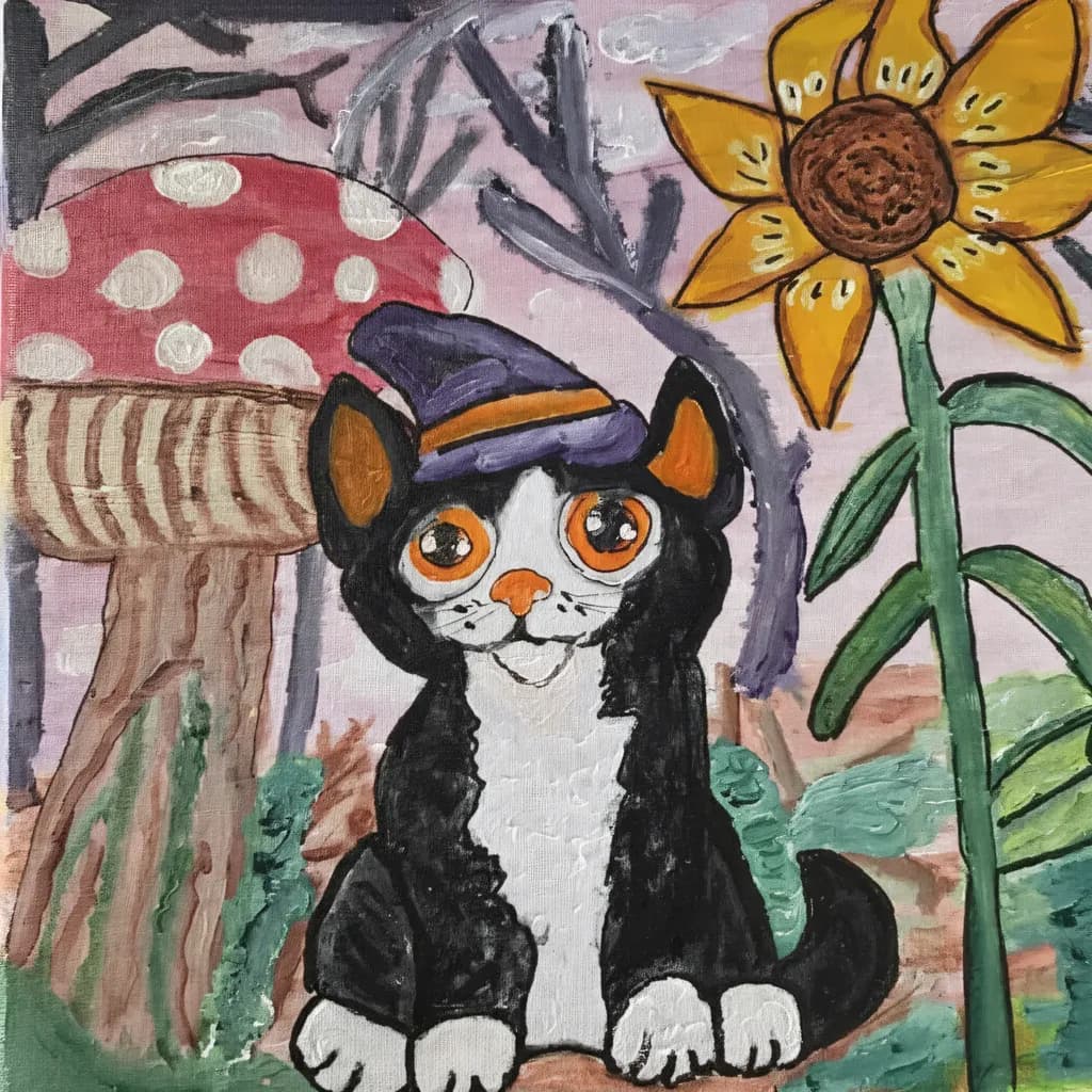 Sunflower Witch Cat