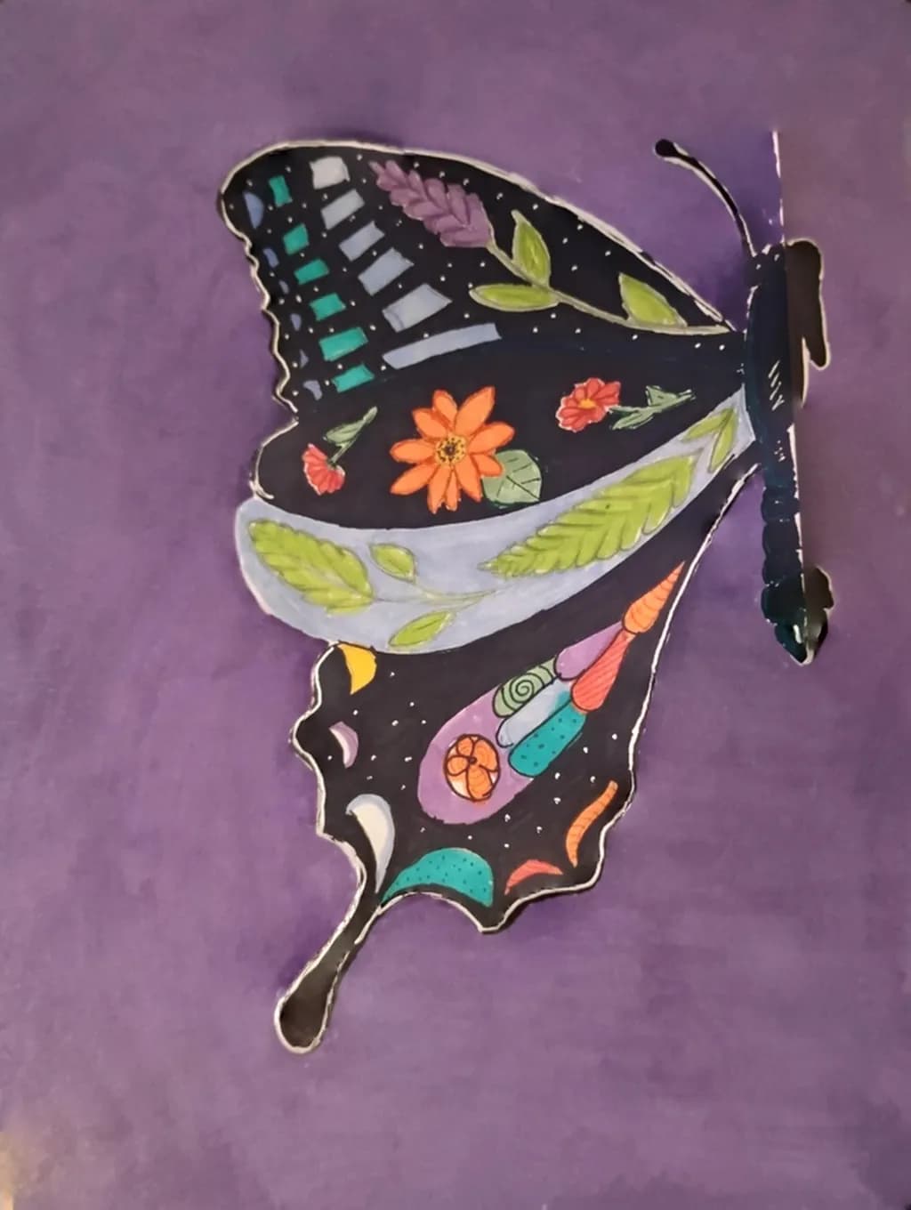 Floral Butterfly on Purple