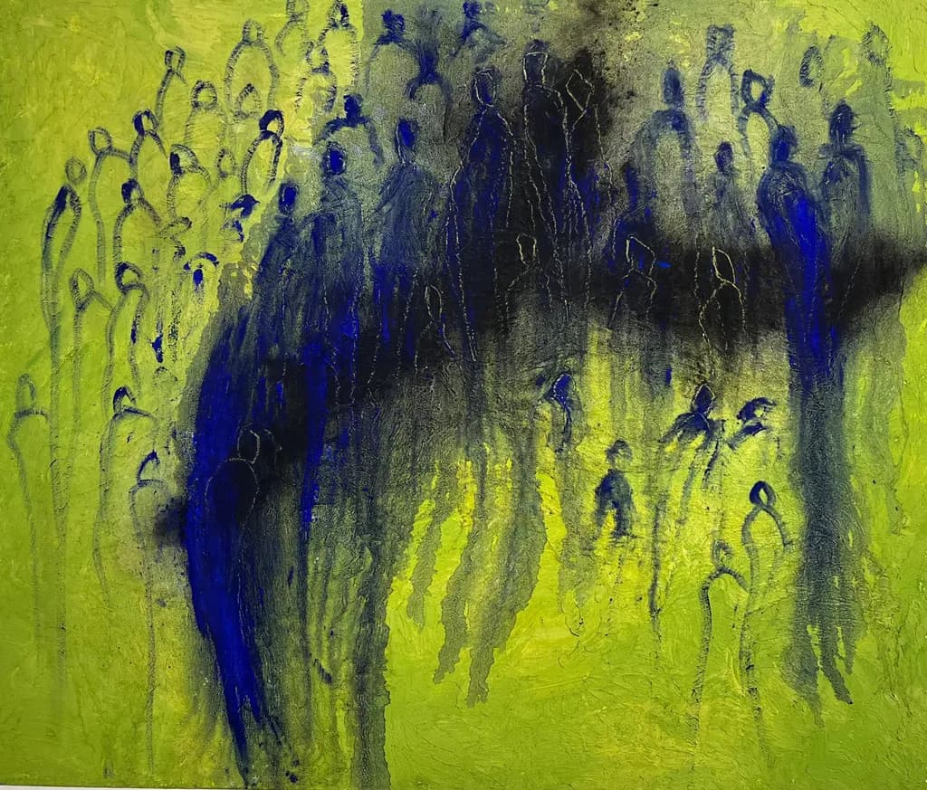 Blue Figures in Yellow