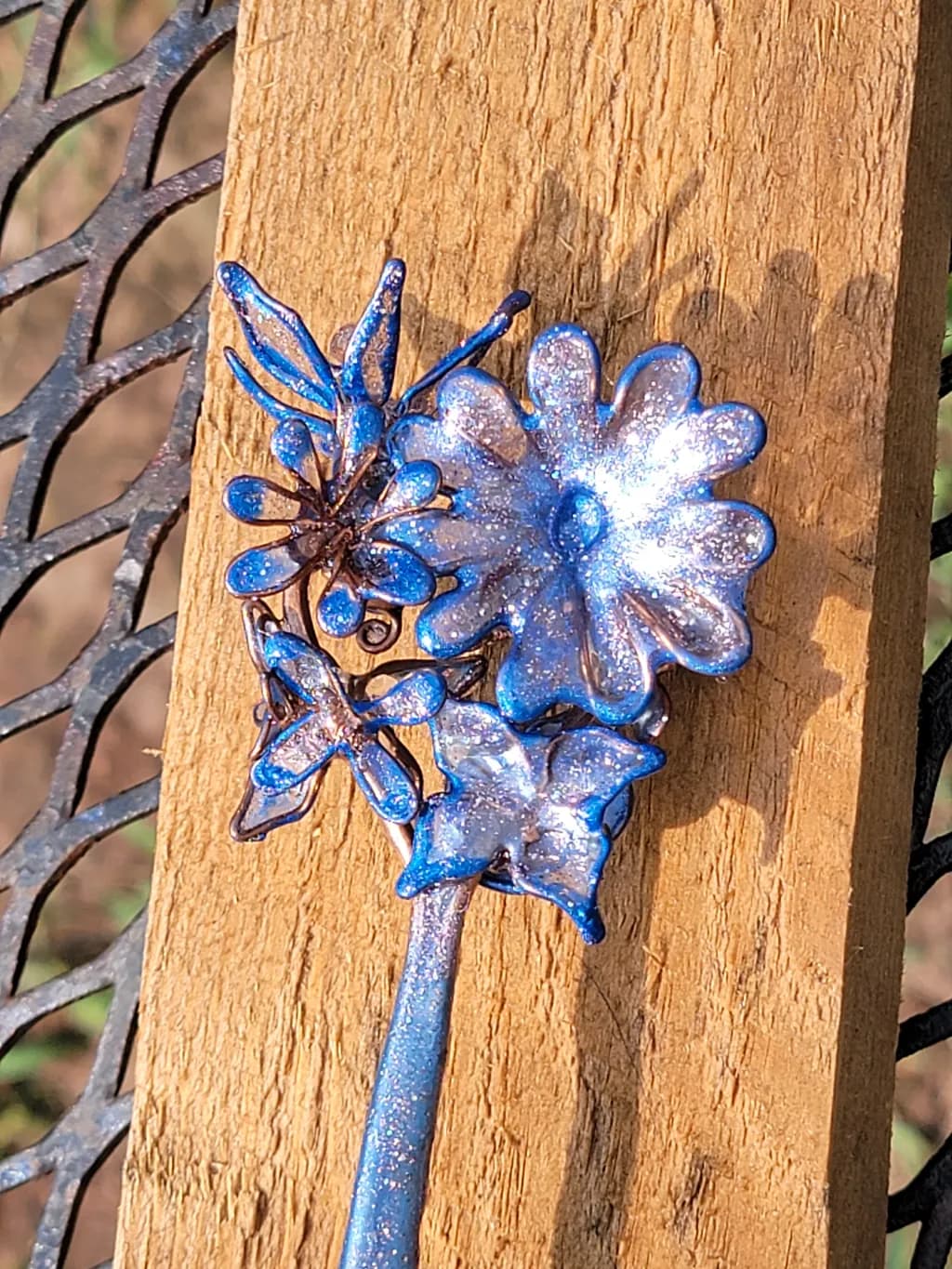 Blue Metal Flowers