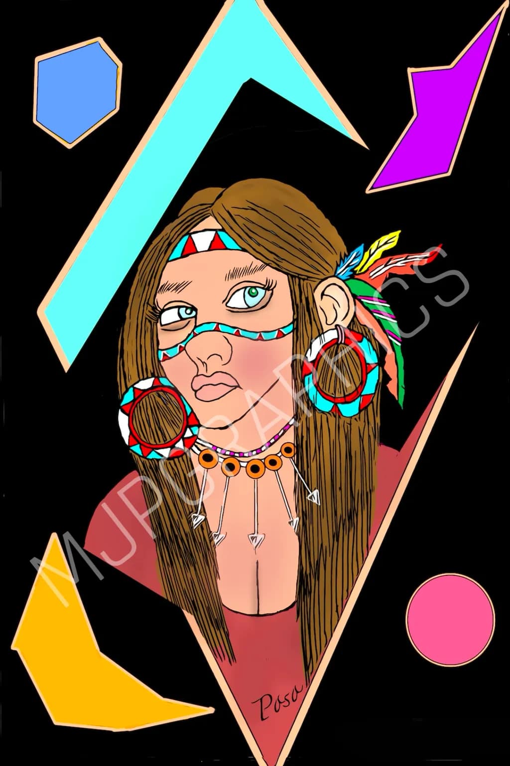 Feathered Geometric Portrait