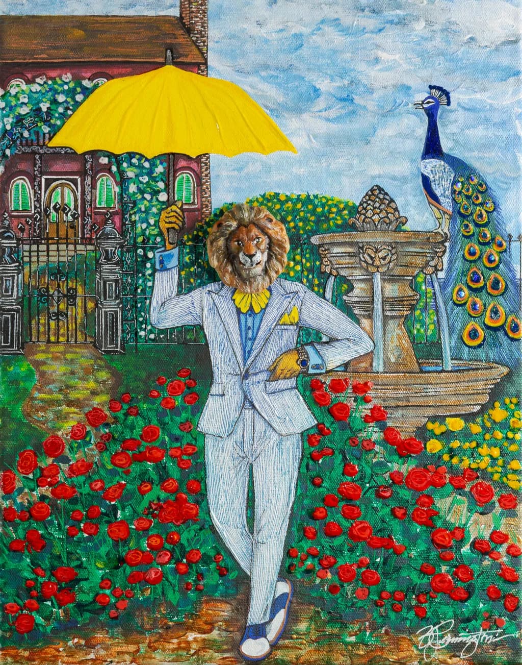 Dapper Lion with Umbrella