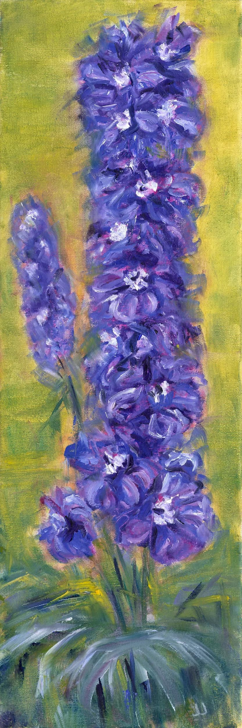 Whispers of Lavender: A Vibrant Floral Dance on Golden Canvas