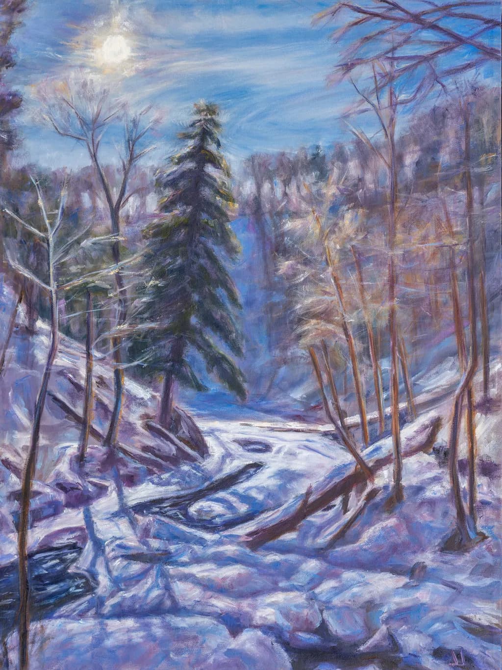 Winter's Embrace: A Serene Landscape of Snow and Sunlight