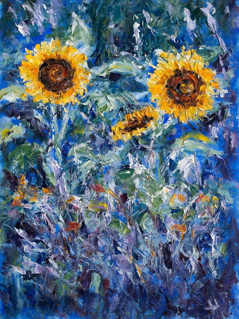Vibrant Sunflower Symphony: An Impressionistic Floral Dance in Nature's Palette