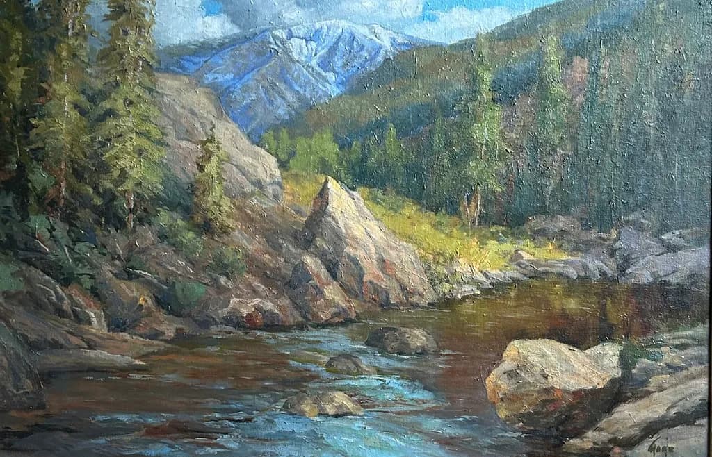 Serenity in Nature: A Tranquil Landscape of Mountains, Water, and Trees
