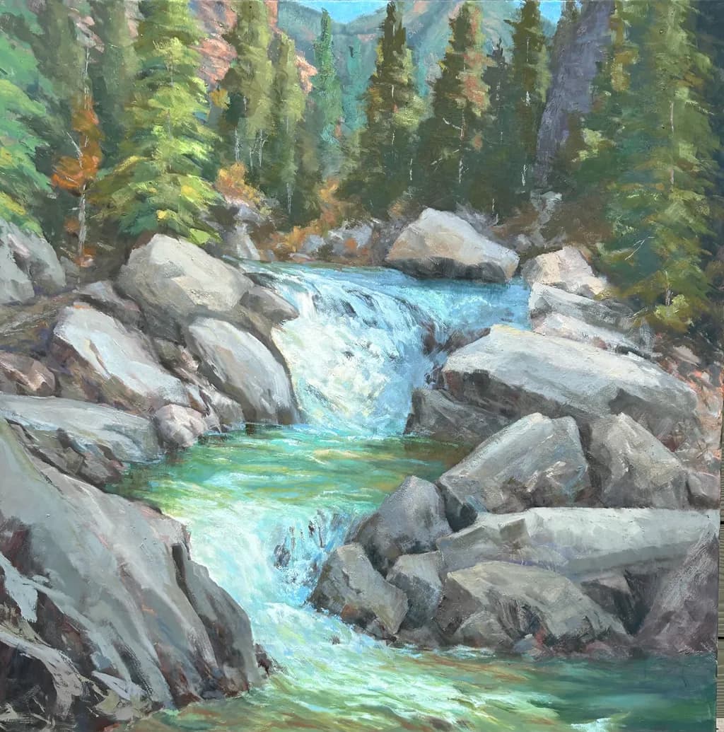 Whispers of the Cascade: A Serene Mountain Stream in Autumn's Embrace