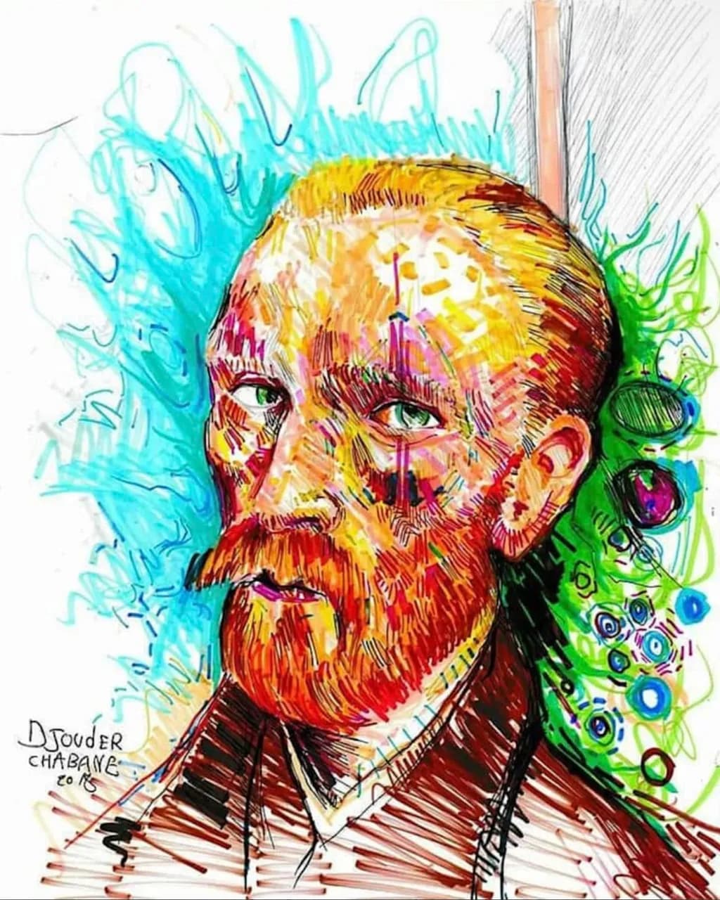 Vibrant Echoes: A Modern Interpretation of a Classic Self-Portrait