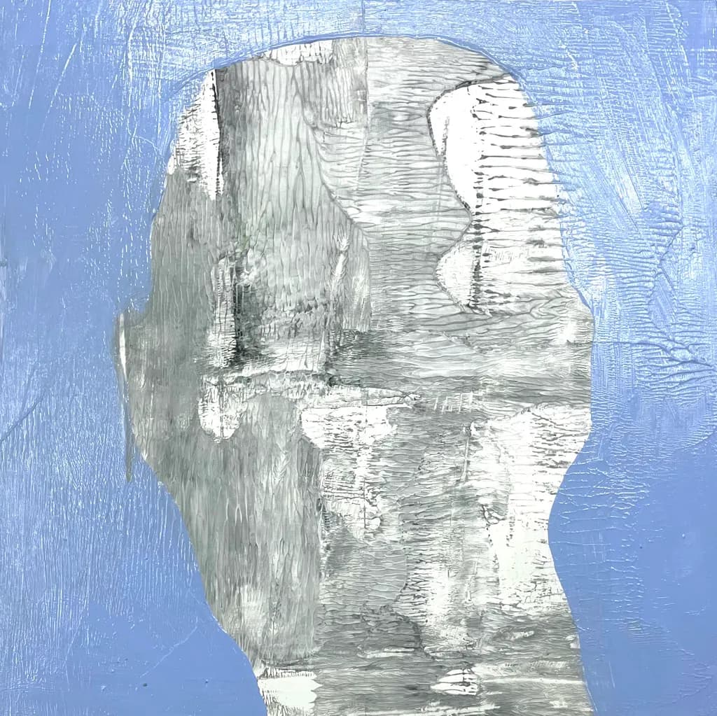 Whispers of Monochrome: An Abstract Portrait in Blue and Texture