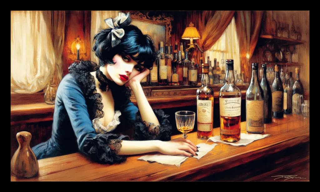 Whispers of Solitude: A Melancholic Evening at the Bar
