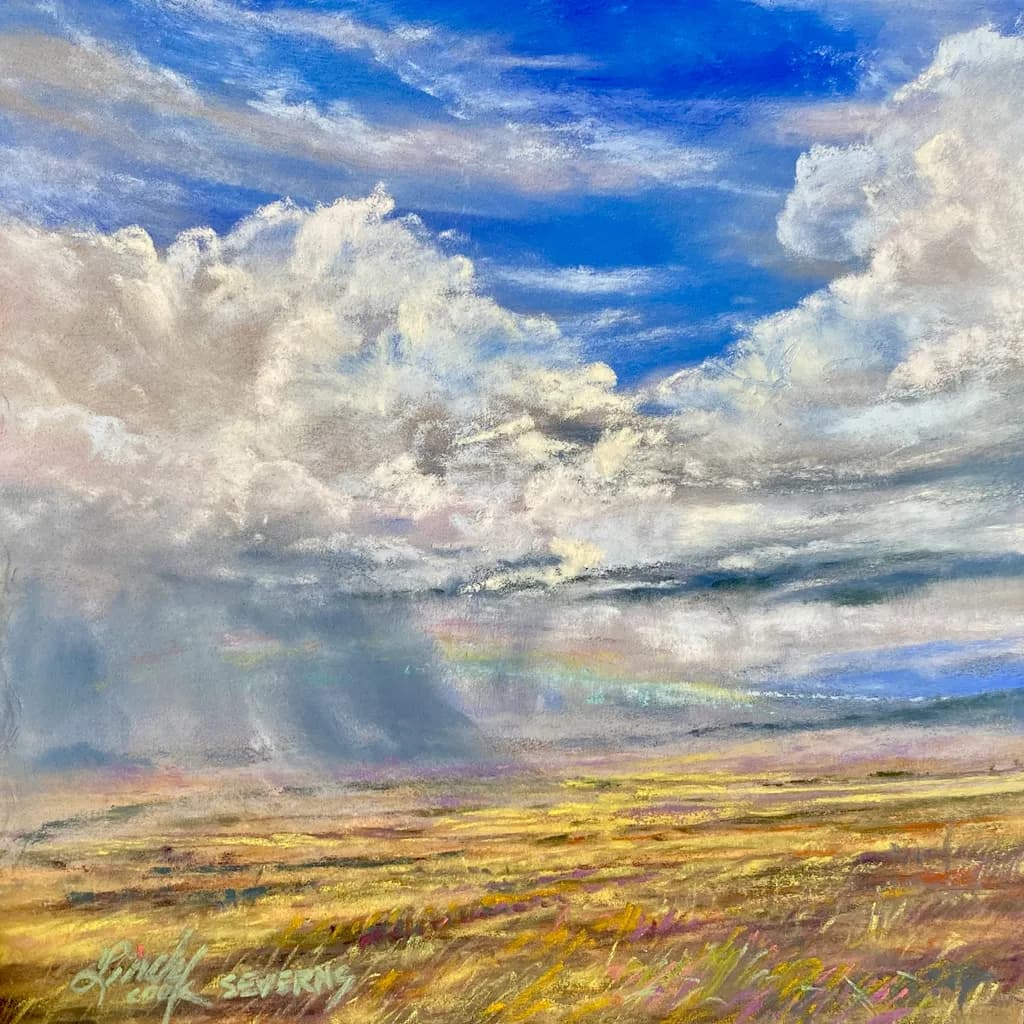 Somewhere Under the Rainbow, original pastel West Texas Thunderstorm