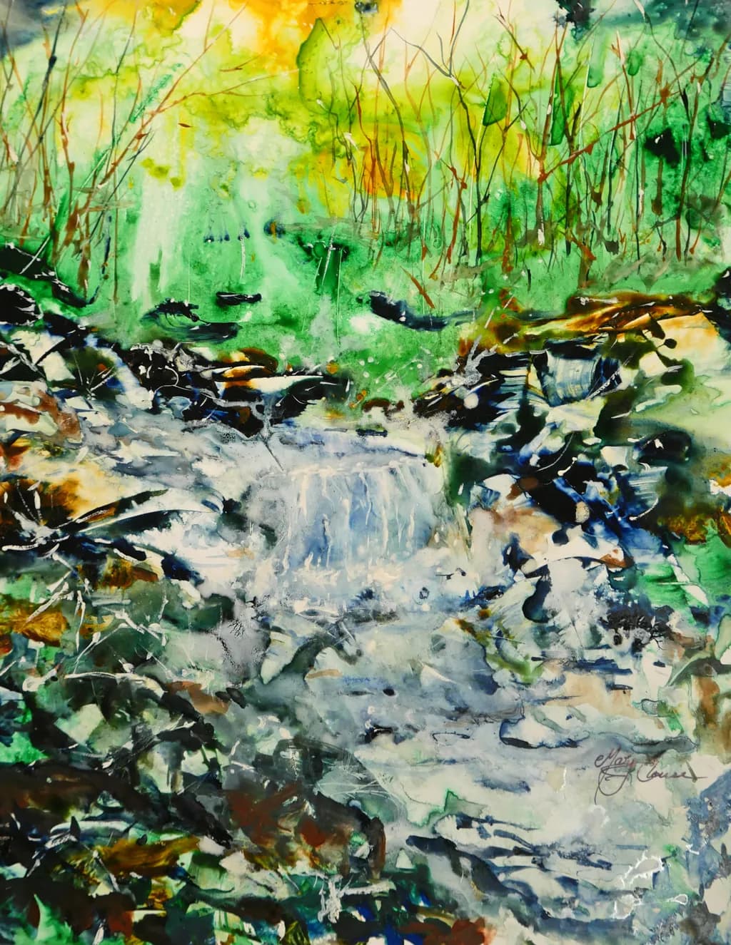 Whispers of Serenity: An Abstract Watercolor Landscape of Nature's Tranquility