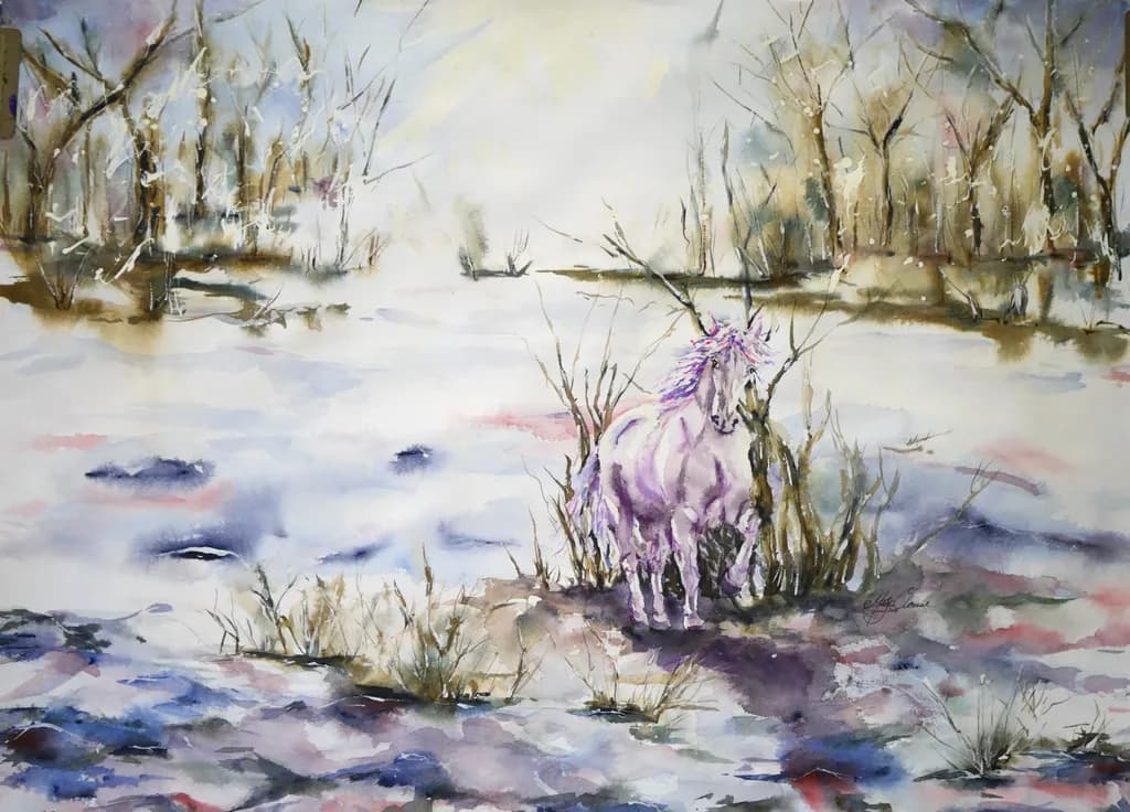 Whispers of Enchantment: A Serene Unicorn in a Misty Landscape