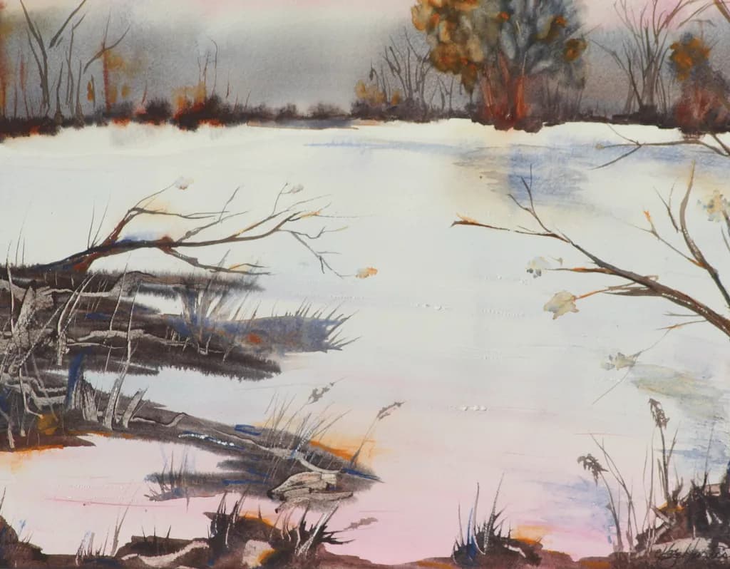 Whispers of Winter: A Serene Landscape of Frost and Reflection
