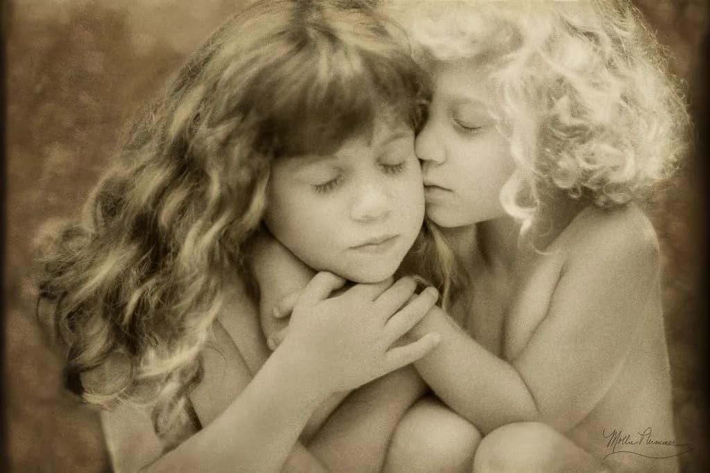 Whispers of Innocence: A Portrait of Childhood Affection and Intimacy