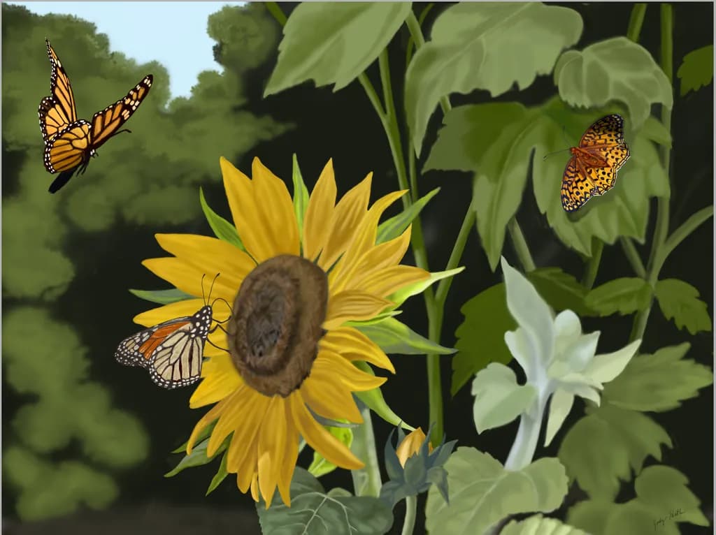 Sunflower and Butterflies