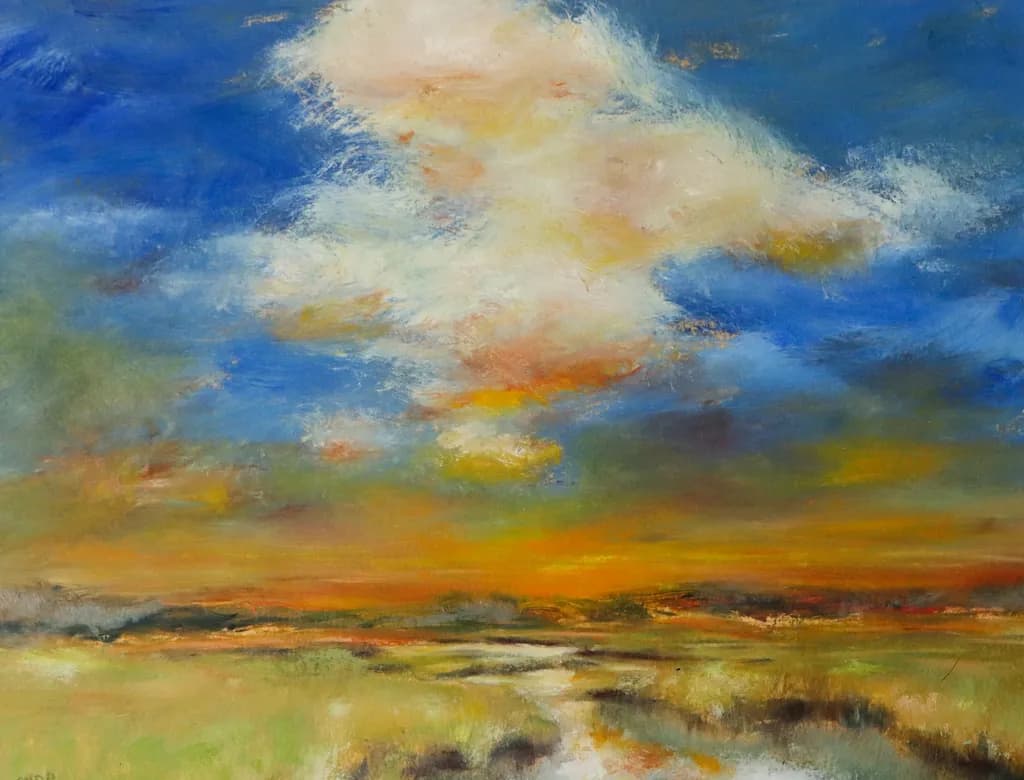 Serene Horizons: An Abstract Journey Through Colorful Landscapes at Dusk