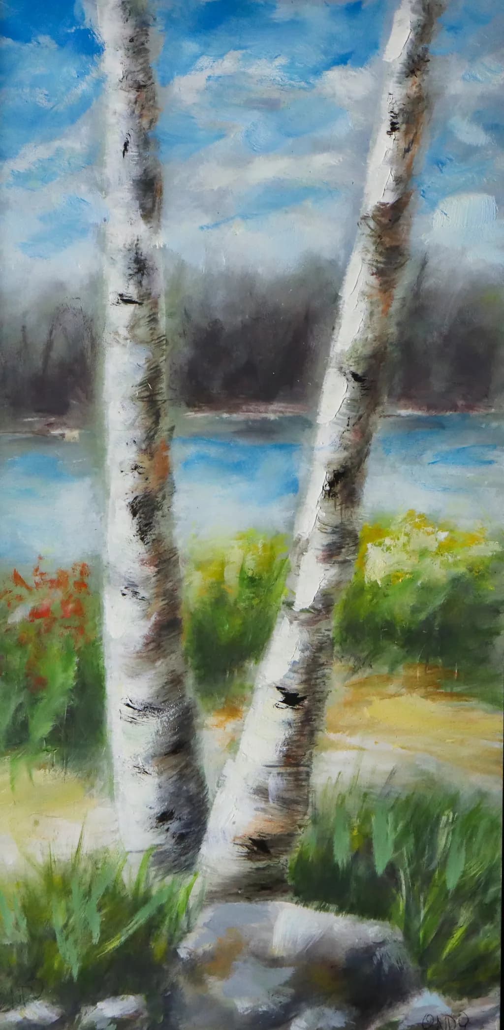 Whispers of Nature: Serene Birches by the Tranquil Waterside