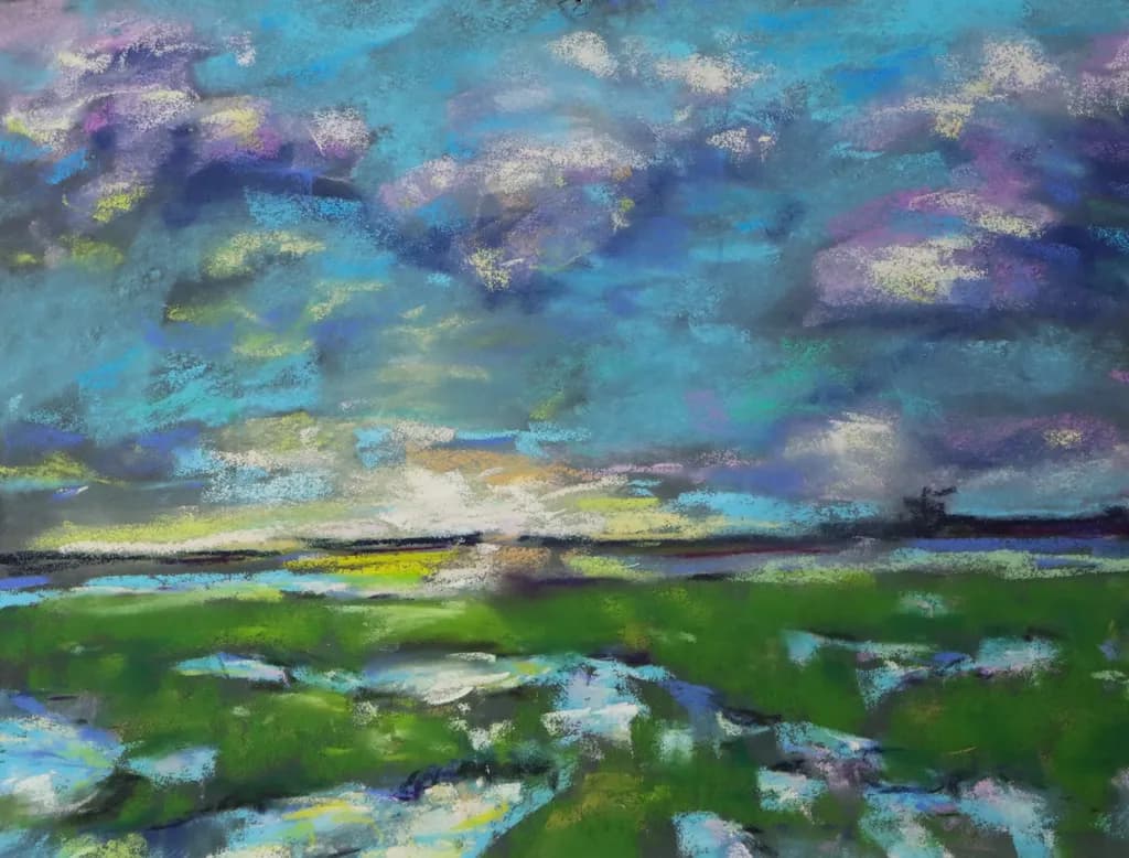 Whispers of the Sky: A Dance of Color and Light Over Verdant Fields