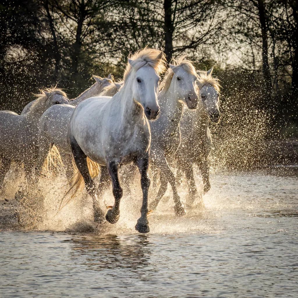Backlit Horses Running