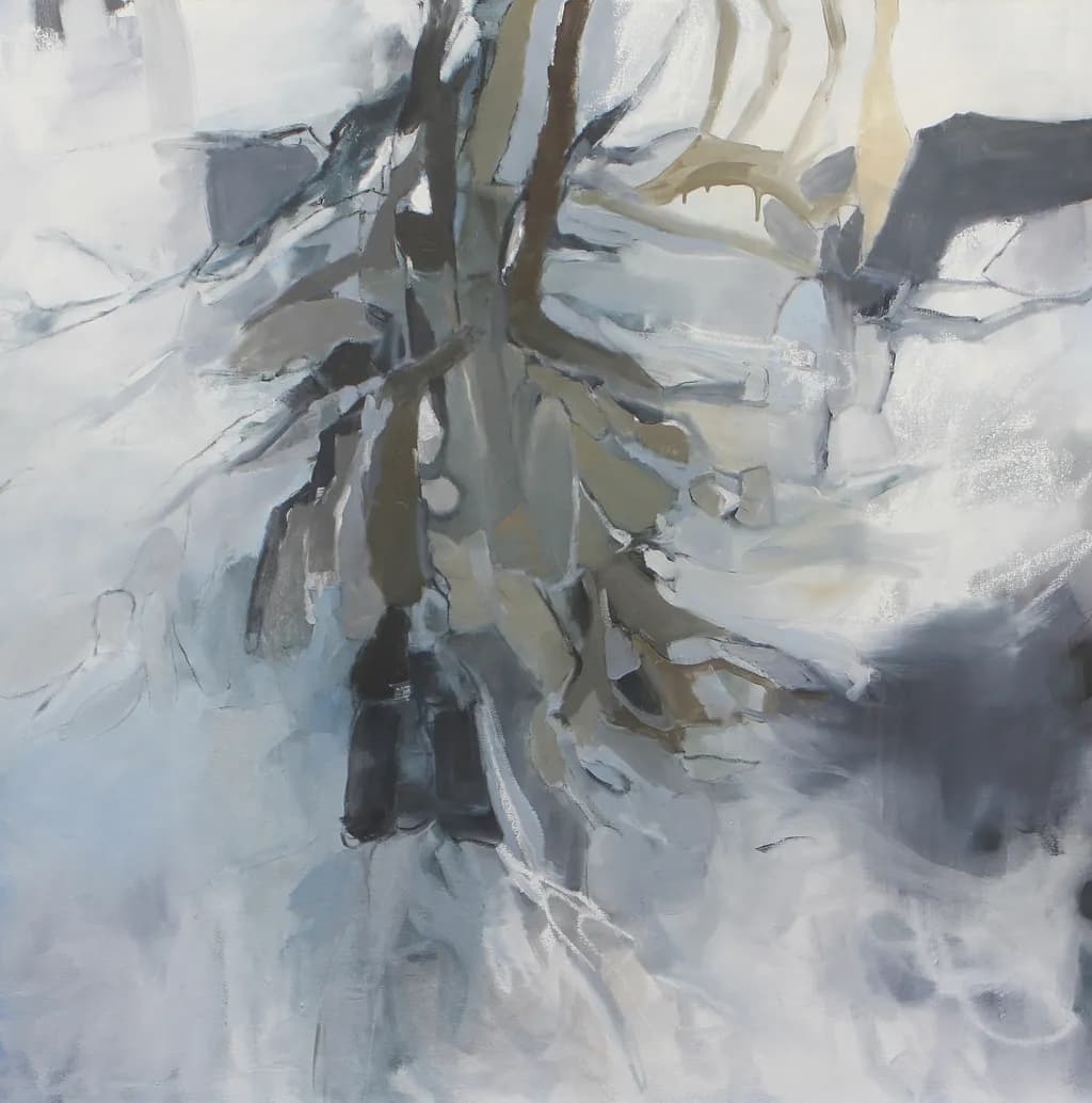 Whispers of Winter: A Serene Dance of Shadows and Light in Abstract Form