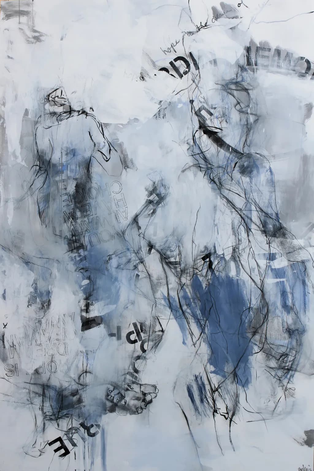 Whispers of Emotion: An Abstract Dance in Blue and Texture