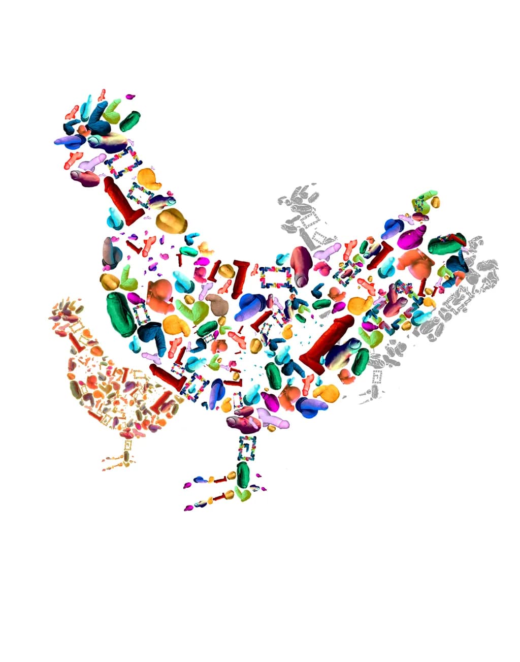 Colorful Whimsy: A Playful Dance of Feathered Friends in Abstract Form