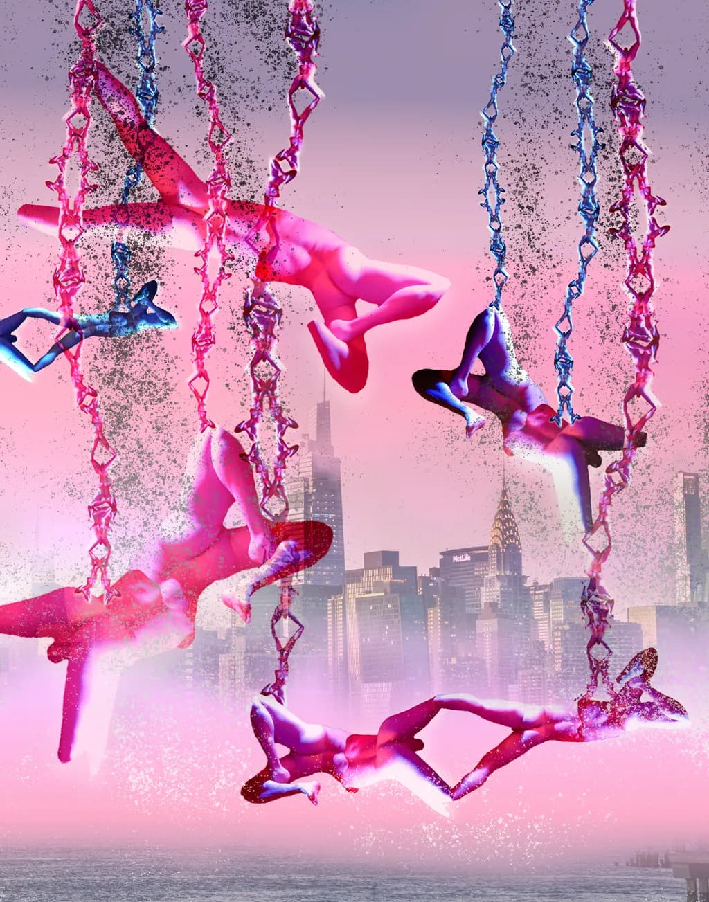 Ethereal Dance of Urban Dreams: A Surreal Exploration of Movement and Color