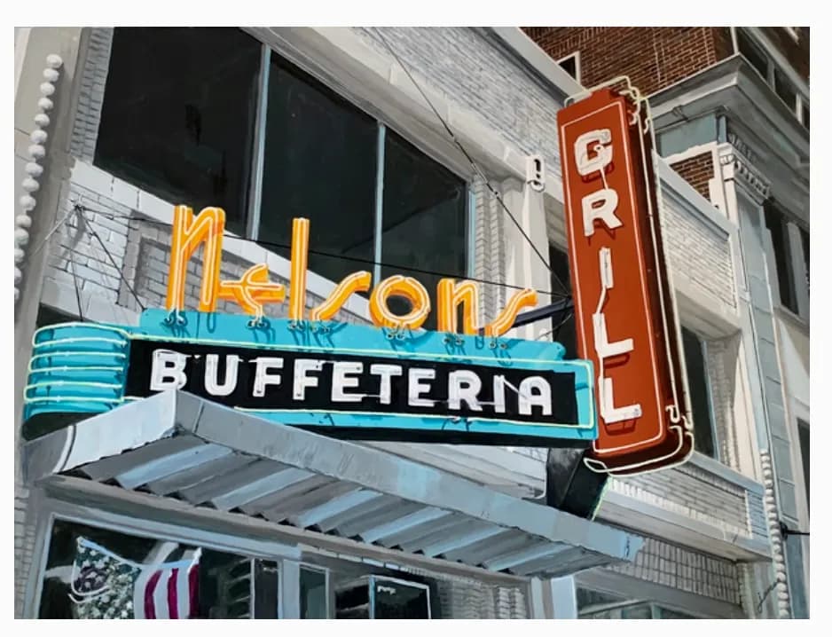 Neon Nostalgia: The Vibrant Charm of Nelson's Grill Buffet Sign