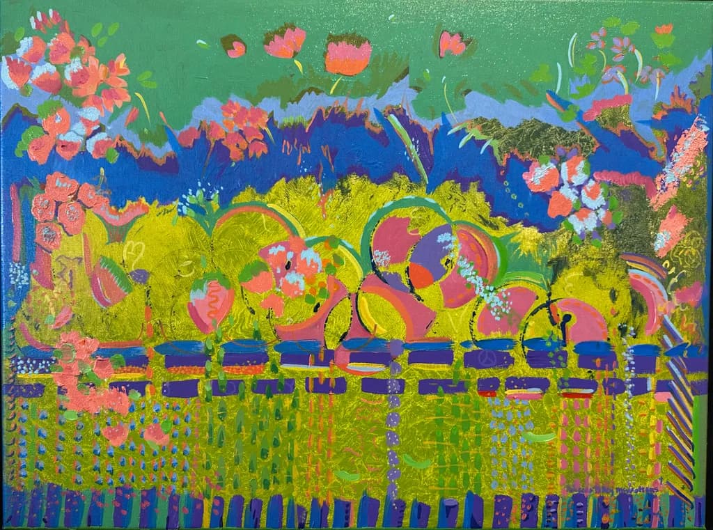 Vibrant Floral Symphony: A Playful Celebration of Color and Texture in Abstract Art