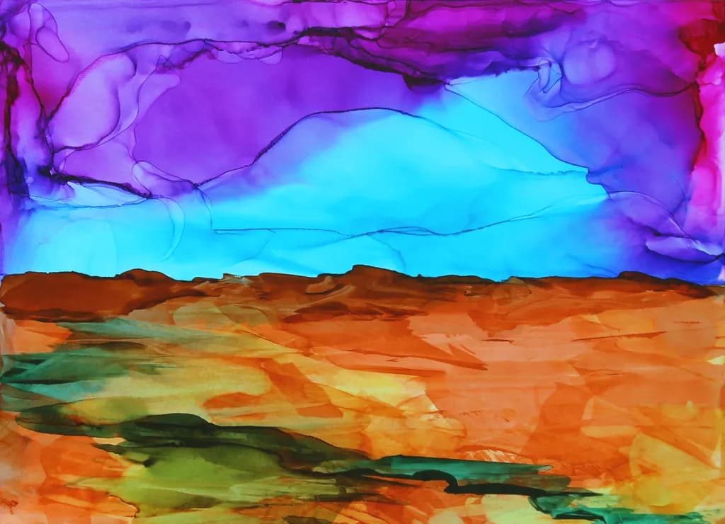 Vibrant Horizons: A Fluid Dance of Colorful Landscapes in Abstract Artistry