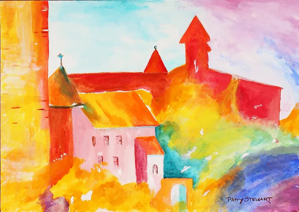 Vibrant Echoes of a Timeless Village: A Colorful Journey Through Abstract Architecture