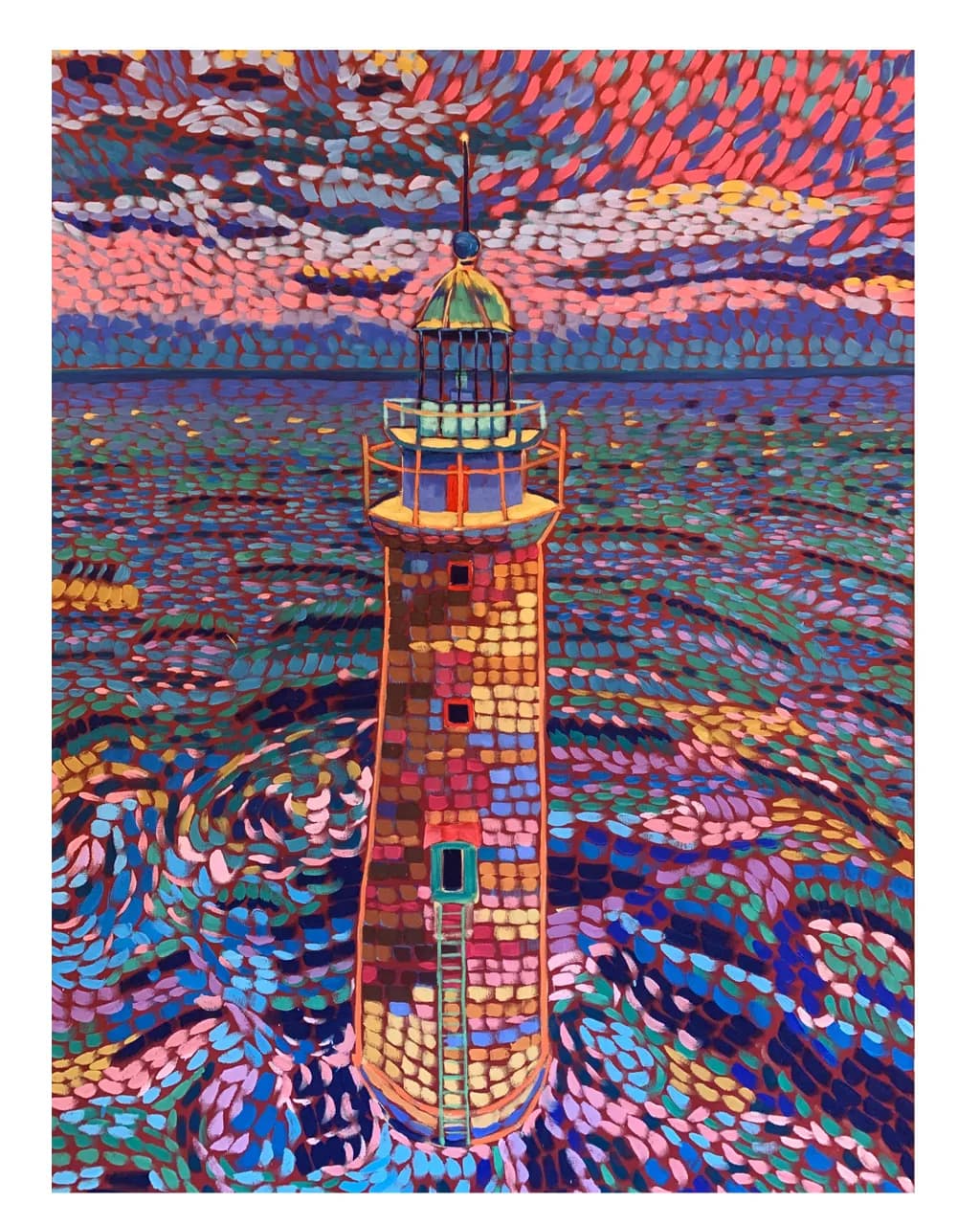 Radiant Beacon: A Modern Fauvist Journey Through Maine's Coastal Skies! 🎨✨