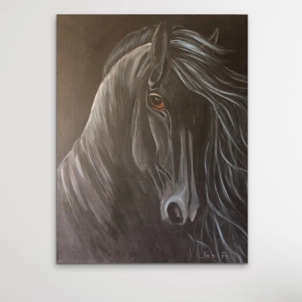 Majestic Shadows: The Enigmatic Black Stallion Portrait