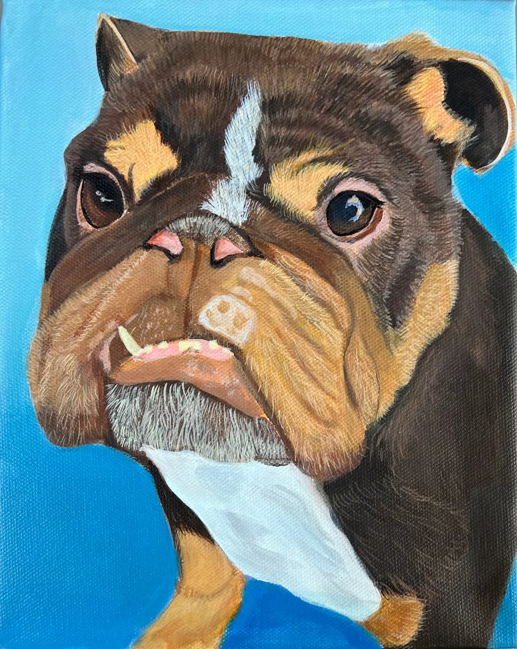Whimsical Bulldog Portrait: A Playful Expression in Vibrant Colors