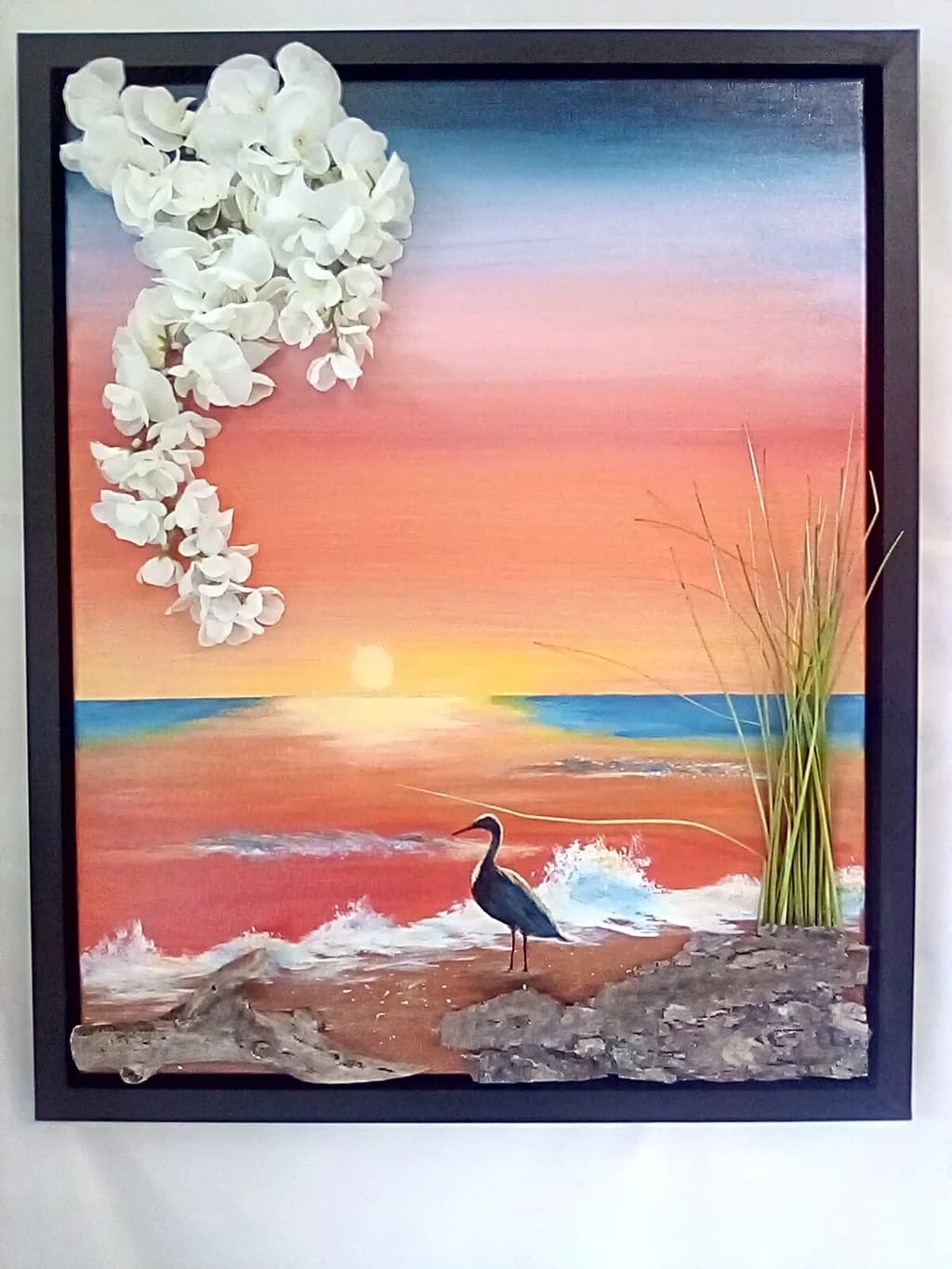Serene Sunset: A Floral Embrace by the Beachside