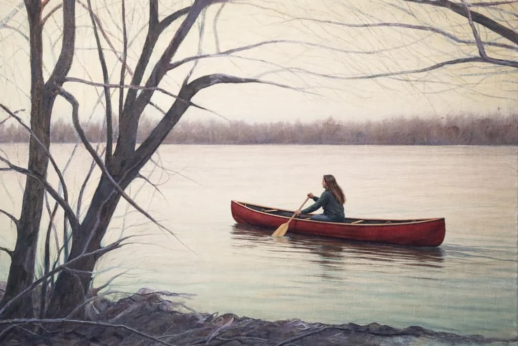 Red Canoe Reflection