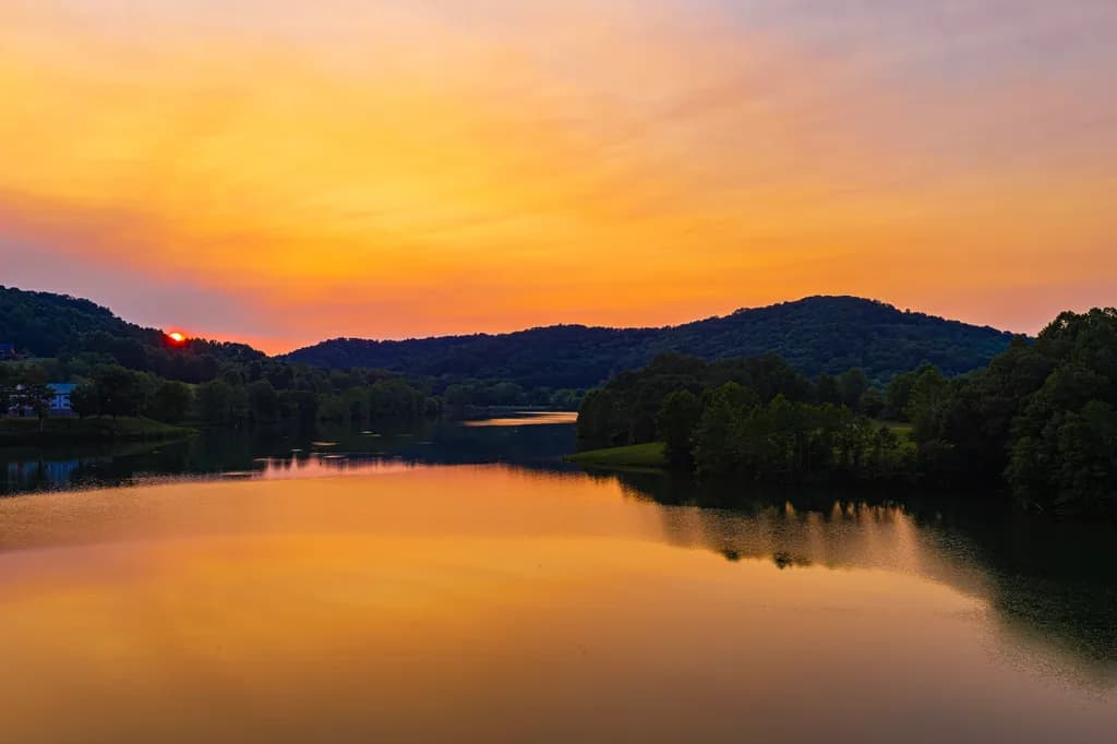 Sunset River Reflection