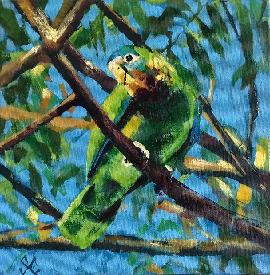 Whispers of the Emerald Parrot: A Dance Amongst the Leaves