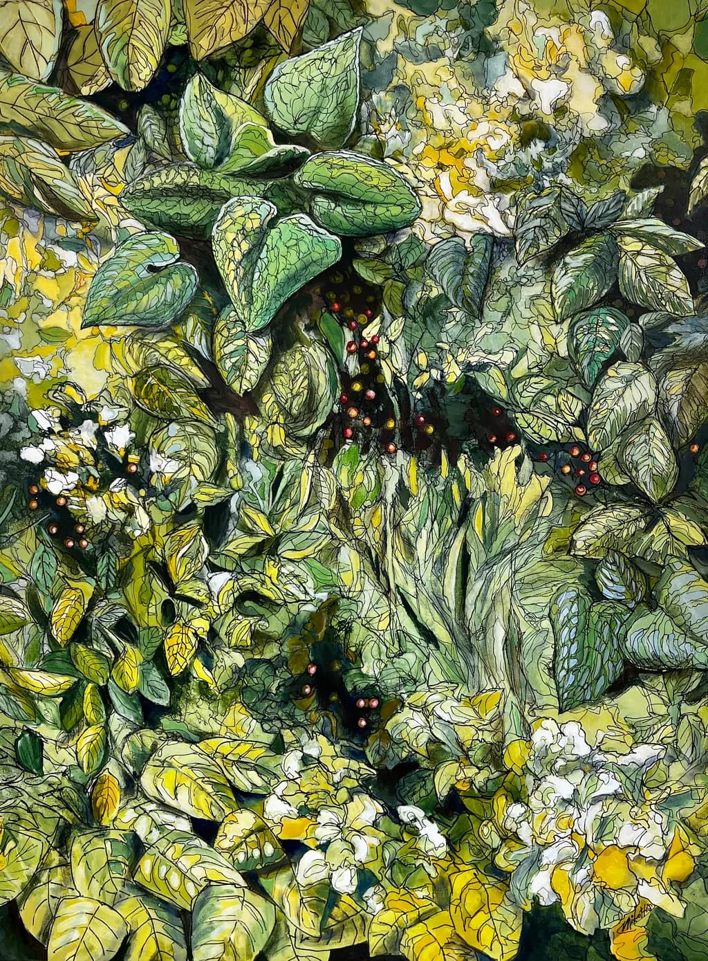 Lush Harmony: A Vibrant Tapestry of Greenery and Blossoms