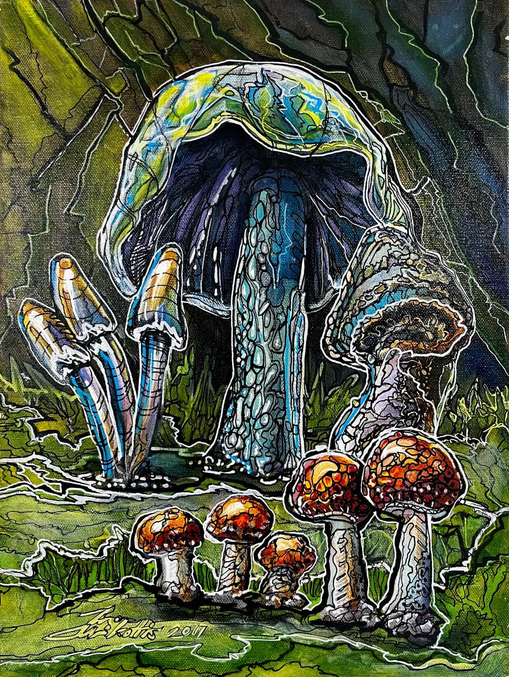 Whimsical Forest Fungi: A Vibrant Exploration of Nature's Abstract Colors and Textures