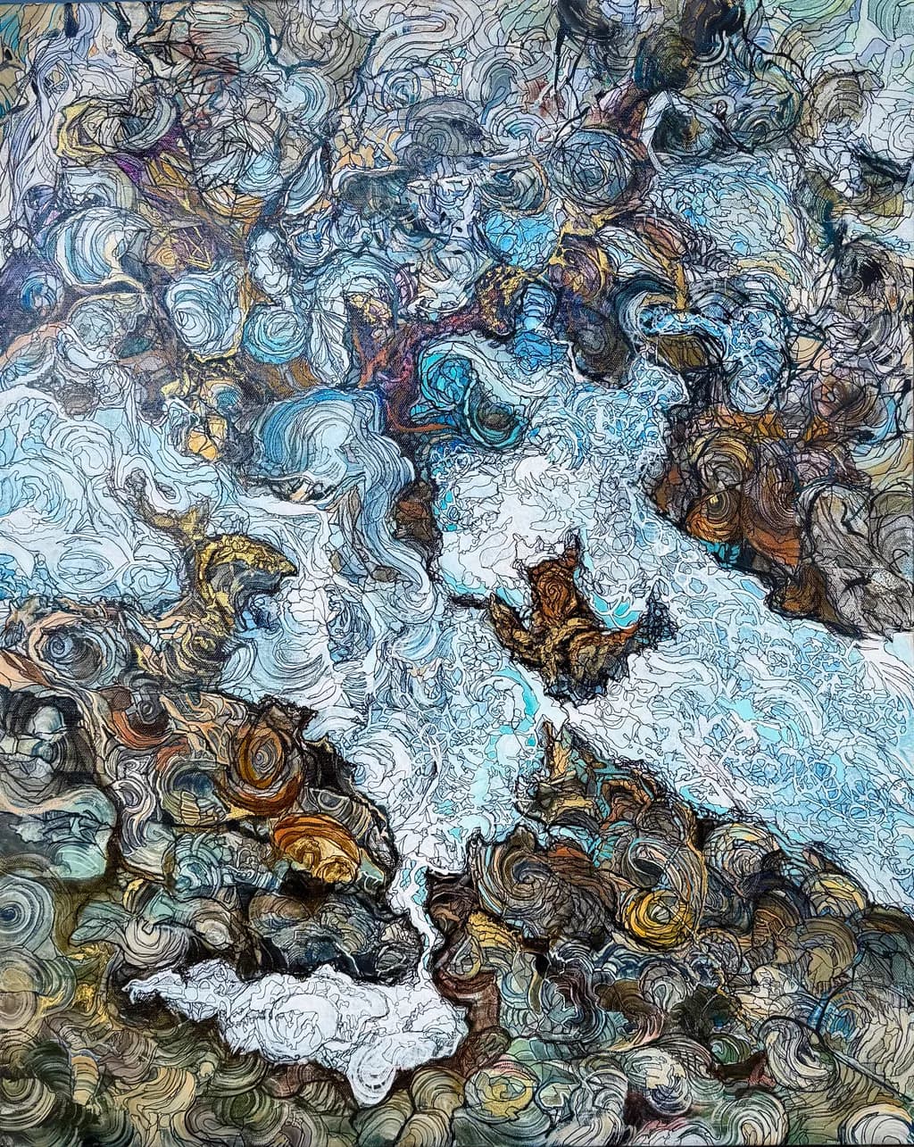 Whispers of the Ocean: A Dance of Color and Texture in Abstract Form