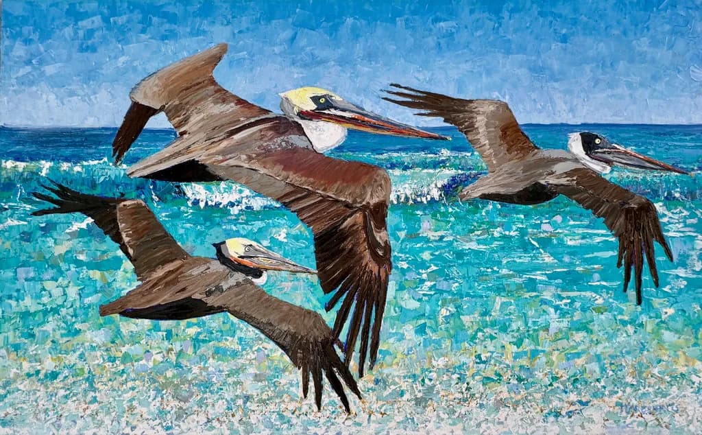 Pelicans in Flight