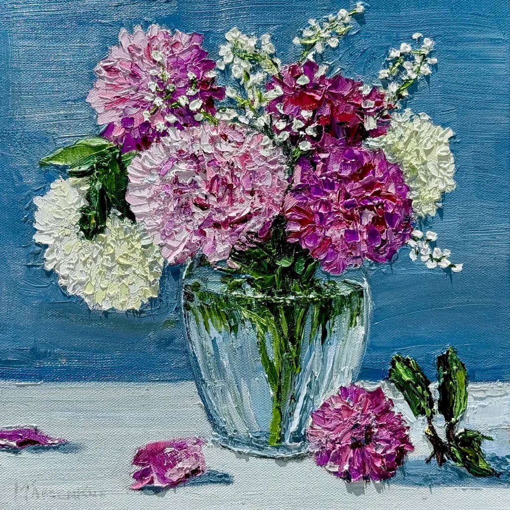 Textured Peonies in Glass