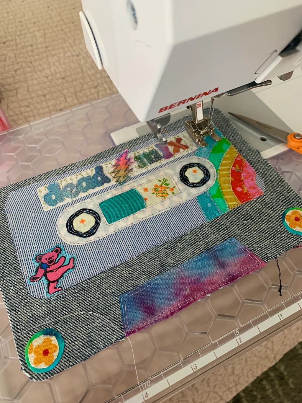 Groovy Vibes on a Cassette: Upcycled Love Infused Fabric Art for the Grateful Soul!