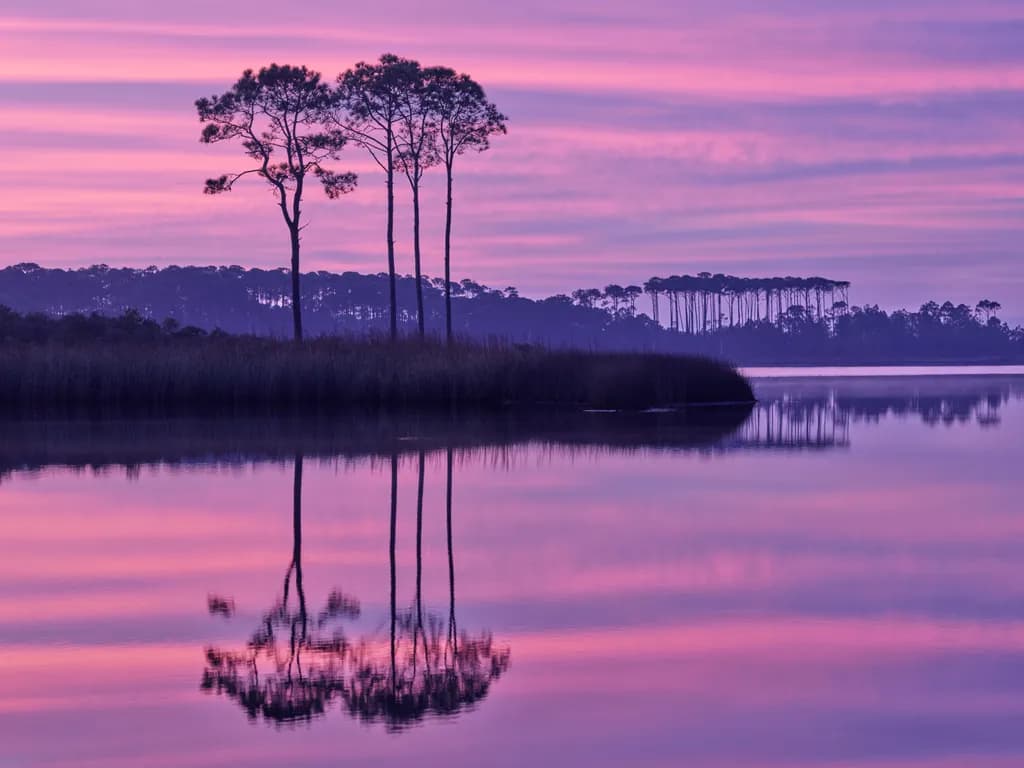 Whispers of Twilight: Serene Reflections in a Lavender Sky